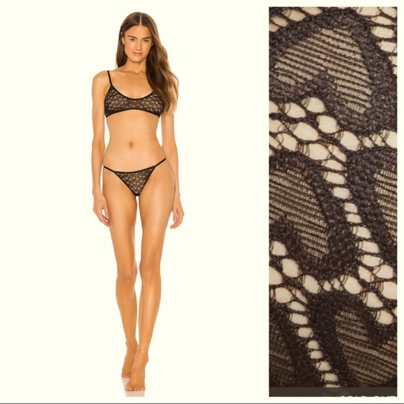 NWT Free People 2 piece Black Heart Lace Kelly Bra Set - Picture 3 of 7